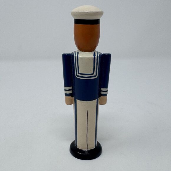 Vintage Hand Carved Wooden Sailor Nautical Navy Denmark Figurine 5” Souvenir - Picture 2 of 3